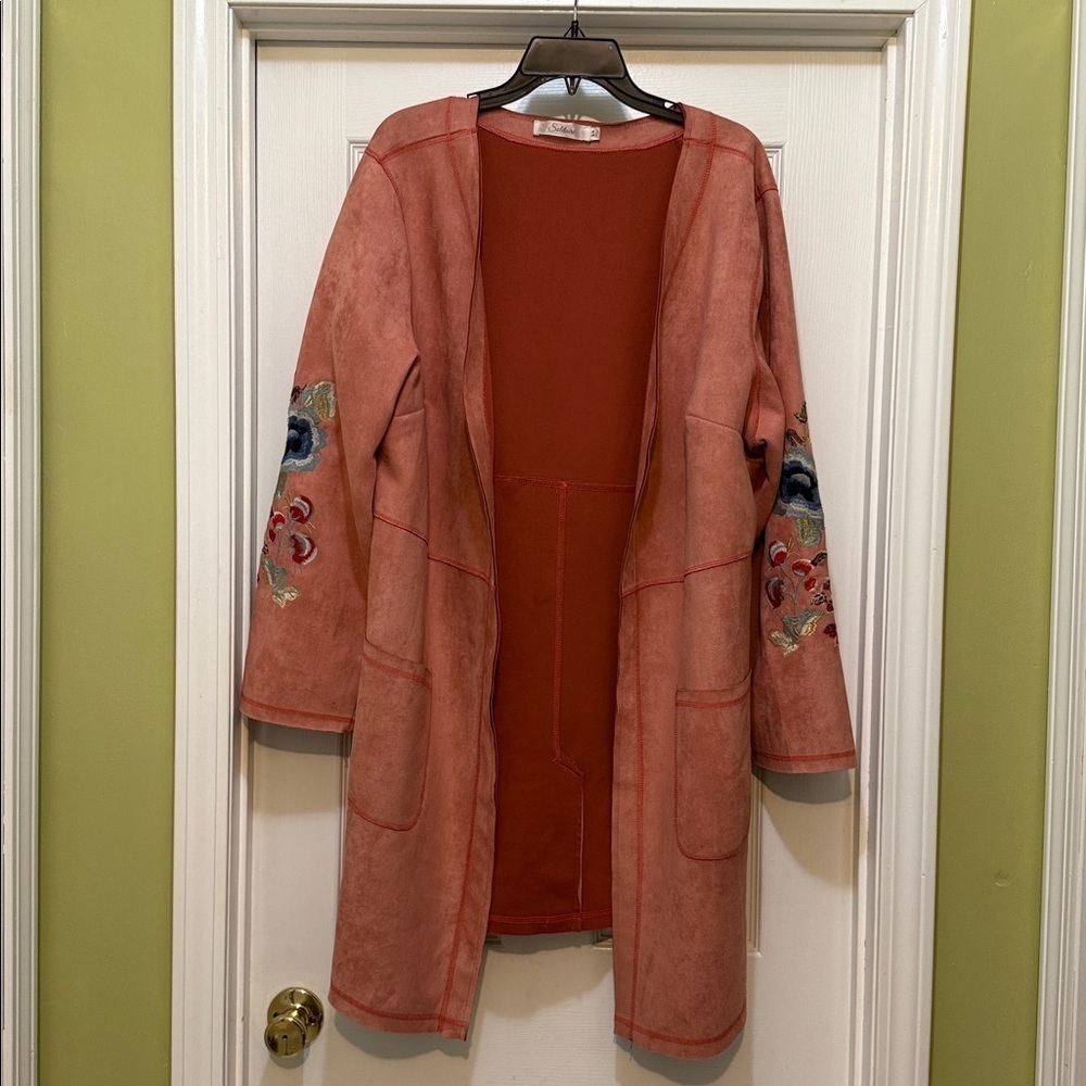 Solitaire - Faux Suede Embroidered Jacket- Boho Fesival - size 3X